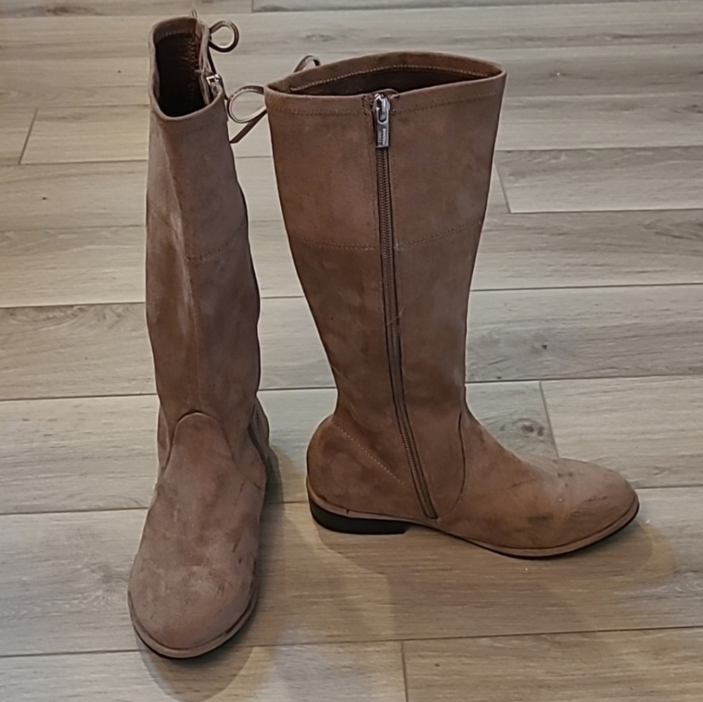 Girl's Stuart Weitzman Taupe Suede Heeled Boots Size 3 - Picture 9 of 16